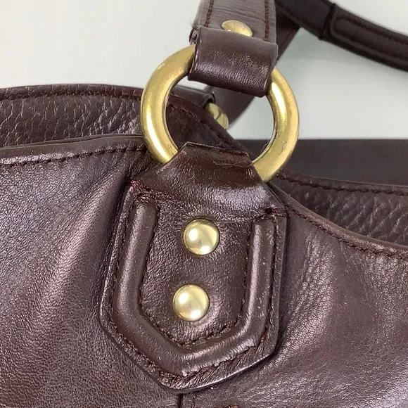 Coach Campbell Belle Carryall Chocolate Leather triple entry topzip shoulder bag